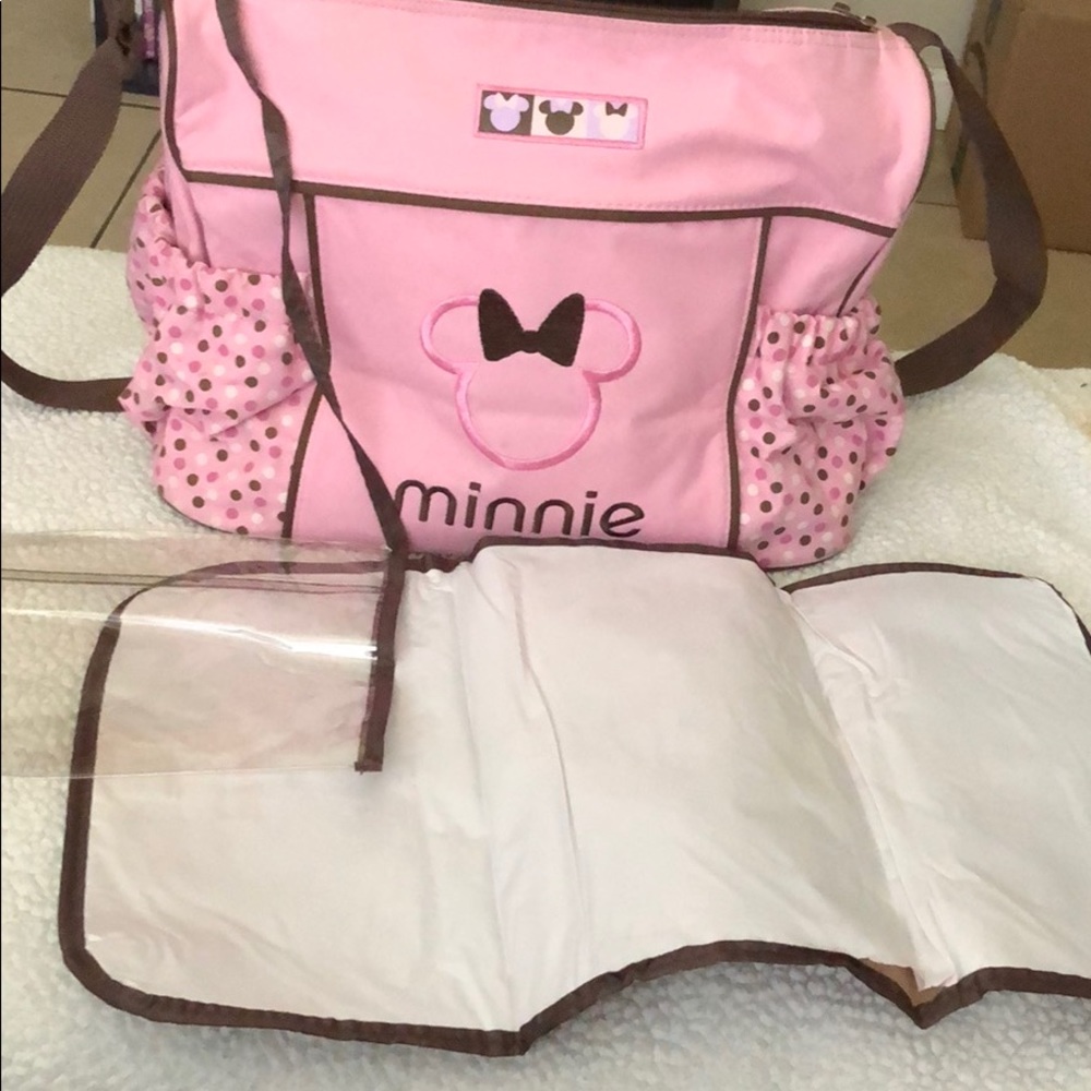 Minnie mouse diaper bag with changing pad